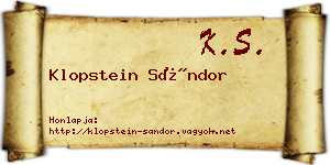 Klopstein Sándor névjegykártya